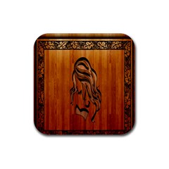 Pattern Shape Wood Background Texture Rubber Coaster (square)  by Simbadda