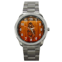 Pattern Shape Wood Background Texture Sport Metal Watch by Simbadda