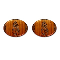 Pattern Shape Wood Background Texture Cufflinks (oval) by Simbadda