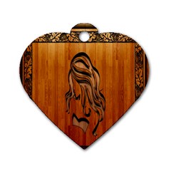 Pattern Shape Wood Background Texture Dog Tag Heart (one Side) by Simbadda