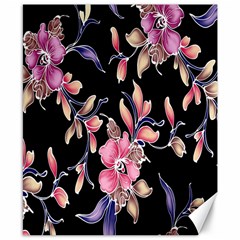 Neon Flowers Black Background Canvas 8  X 10  by Simbadda