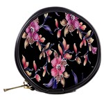 Neon Flowers Black Background Mini Makeup Bags Back