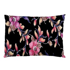 Neon Flowers Black Background Pillow Case (two Sides) by Simbadda