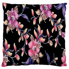 Neon Flowers Black Background Standard Flano Cushion Case (one Side) by Simbadda