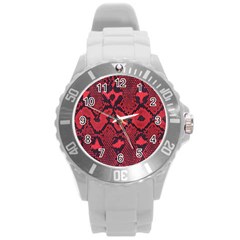 Leather Point Surface Round Plastic Sport Watch (l) by Simbadda