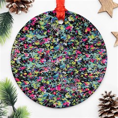 Neon Floral Print Silver Spandex Ornament (round) by Simbadda