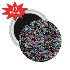 Neon Floral Print Silver Spandex 2 25  Magnets (10 Pack)  by Simbadda