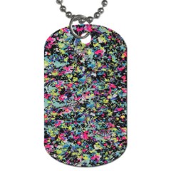 Neon Floral Print Silver Spandex Dog Tag (one Side) by Simbadda