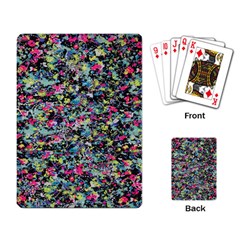 Neon Floral Print Silver Spandex Playing Card by Simbadda