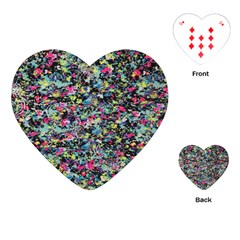 Neon Floral Print Silver Spandex Playing Cards (heart)  by Simbadda