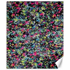 Neon Floral Print Silver Spandex Canvas 8  X 10  by Simbadda