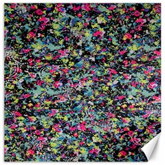 Neon Floral Print Silver Spandex Canvas 16  X 16   by Simbadda