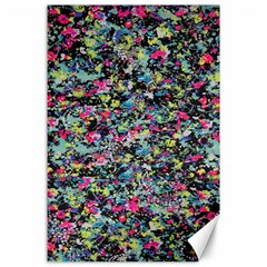 Neon Floral Print Silver Spandex Canvas 24  X 36  by Simbadda