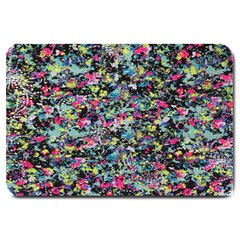 Neon Floral Print Silver Spandex Large Doormat  by Simbadda