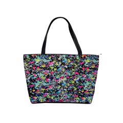 Neon Floral Print Silver Spandex Shoulder Handbags by Simbadda