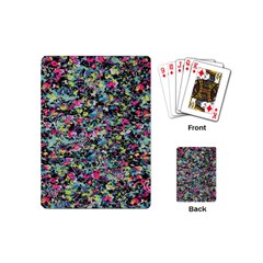 Neon Floral Print Silver Spandex Playing Cards (mini)  by Simbadda