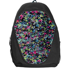 Neon Floral Print Silver Spandex Backpack Bag by Simbadda