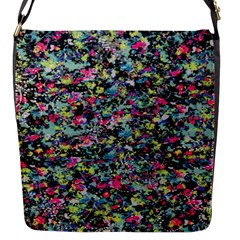 Neon Floral Print Silver Spandex Flap Messenger Bag (s) by Simbadda