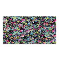 Neon Floral Print Silver Spandex Satin Shawl by Simbadda