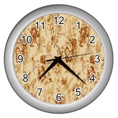 Patterns Flowers Petals Shape Background Wall Clocks (silver)  by Simbadda