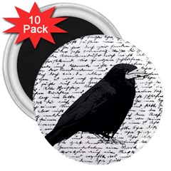 Black Raven  3  Magnets (10 Pack)  by Valentinaart