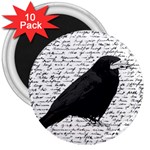 Black raven  3  Magnets (10 pack)  Front