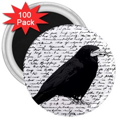 Black Raven  3  Magnets (100 Pack) by Valentinaart