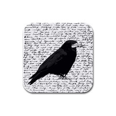 Black Raven  Rubber Square Coaster (4 Pack)  by Valentinaart