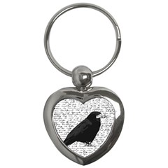 Black Raven  Key Chains (heart)  by Valentinaart