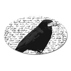 Black Raven  Oval Magnet by Valentinaart