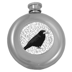 Black Raven  Round Hip Flask (5 Oz)