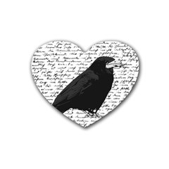 Black Raven  Rubber Coaster (heart)  by Valentinaart