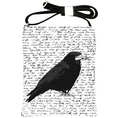 Black Raven  Shoulder Sling Bags by Valentinaart