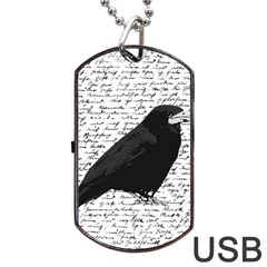 Black Raven  Dog Tag Usb Flash (one Side) by Valentinaart