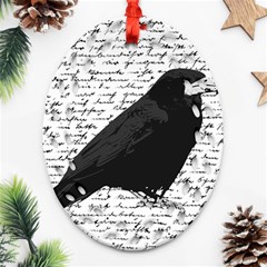 Black Raven  Ornament (oval Filigree) by Valentinaart