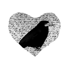 Black Raven  Standard 16  Premium Heart Shape Cushions by Valentinaart