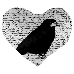 Black Raven  Large 19  Premium Heart Shape Cushions by Valentinaart