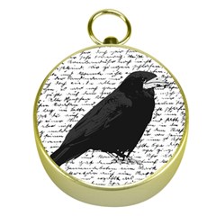 Black Raven  Gold Compasses by Valentinaart