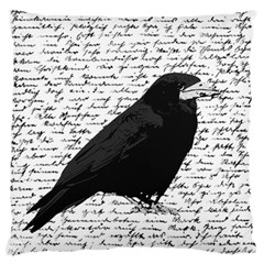 Black Raven  Large Flano Cushion Case (one Side) by Valentinaart