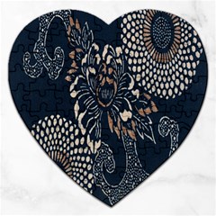 Patterns Dark Shape Surface Jigsaw Puzzle (heart) by Simbadda