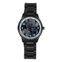 Patterns Dark Shape Surface Stainless Steel Round Watch by Simbadda