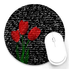 Red Tulips Round Mousepads by Valentinaart