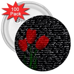 Red Tulips 3  Buttons (100 Pack)  by Valentinaart