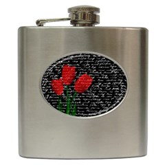 Red Tulips Hip Flask (6 Oz) by Valentinaart