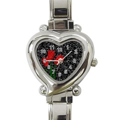 Red Tulips Heart Italian Charm Watch by Valentinaart