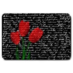 Red Tulips Large Doormat  by Valentinaart