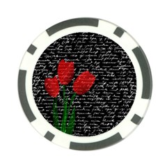 Red Tulips Poker Chip Card Guard by Valentinaart