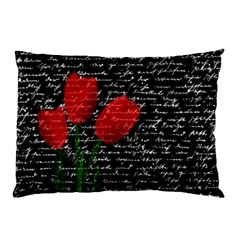 Red Tulips Pillow Case by Valentinaart