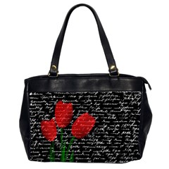 Red Tulips Office Handbags (2 Sides)  by Valentinaart