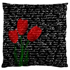 Red Tulips Large Cushion Case (two Sides) by Valentinaart